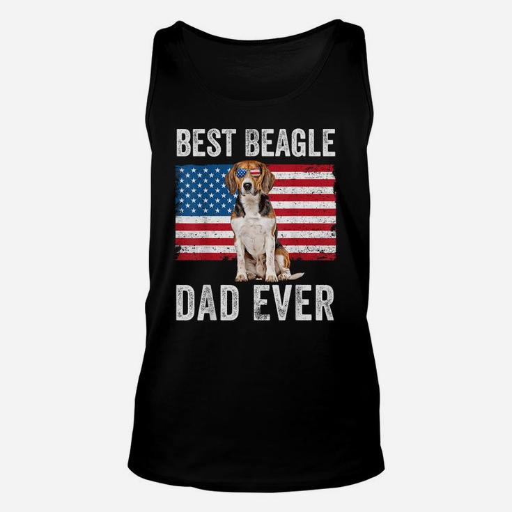 Mens Beagle Dad American Flag Dog Lover Owner Fathers Day Funny Unisex Tank Top