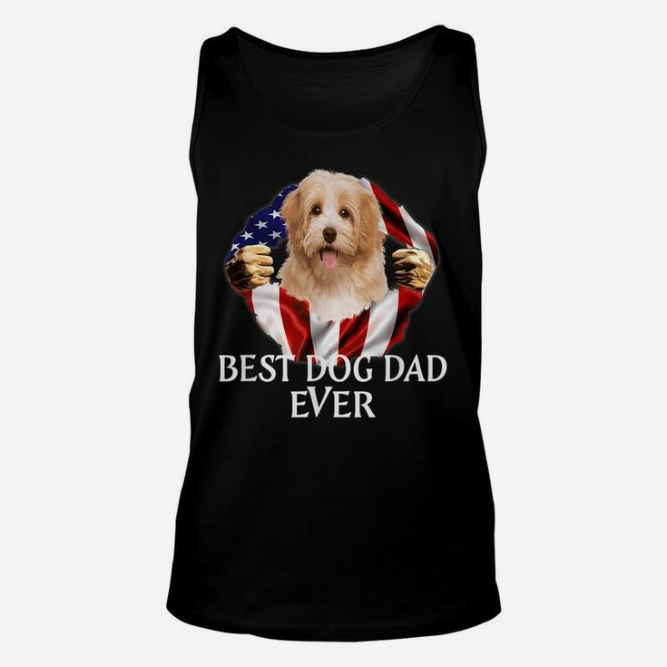 Mens Best Dog Dad Ever Cavachon Dog American Flag Unisex Tank Top