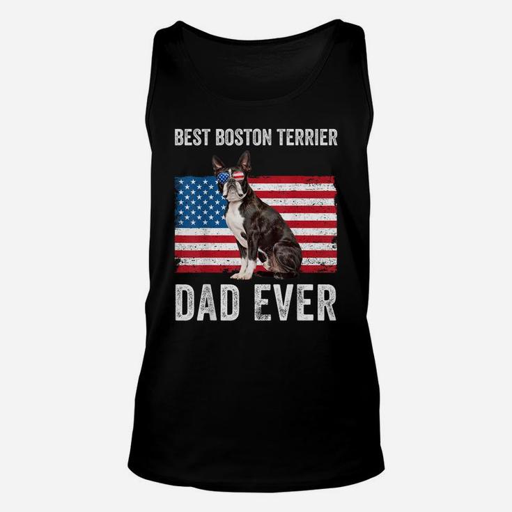 Mens Boston Terrier Dad Usa American Flag Dog Lover Owner Funny Unisex Tank Top