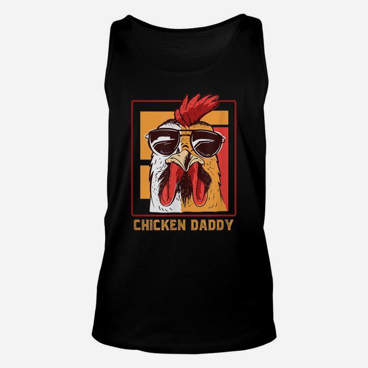 Mens Chicken Daddy Vintage Poultry Farmer Rooster Wearing Shades Unisex Tank Top