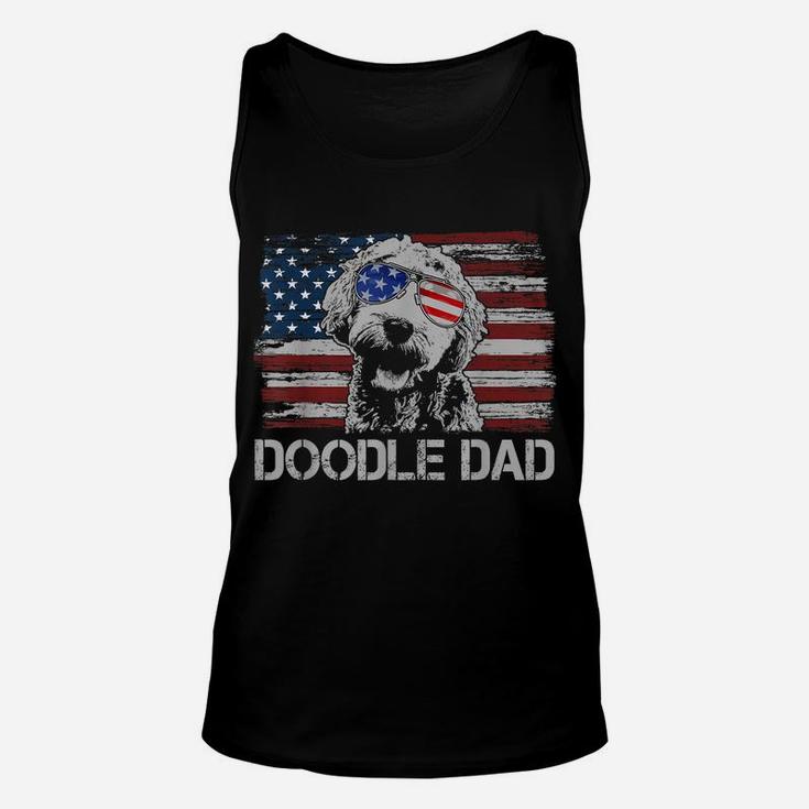 Mens Doodle Dad Goldendoodle Dog American Flag 4Th Of July Unisex Tank Top