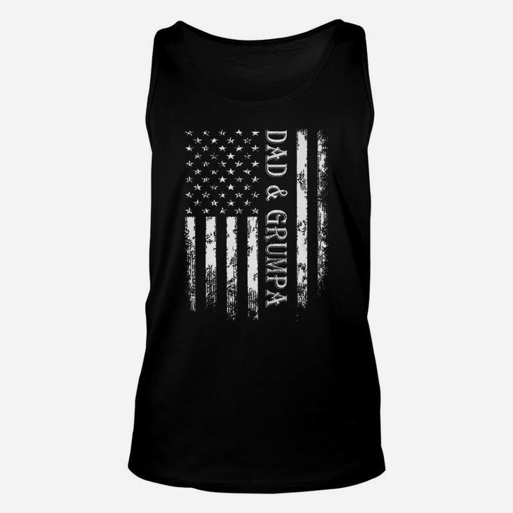 Mens Funny American Flag I Have Two Titles Dad And Grumpa Unisex Tank Top