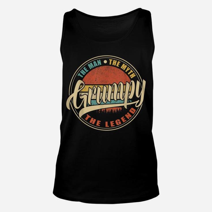 Mens Grumpy The Man The Myth The Legend Vintage Retro Fathers Day Unisex Tank Top