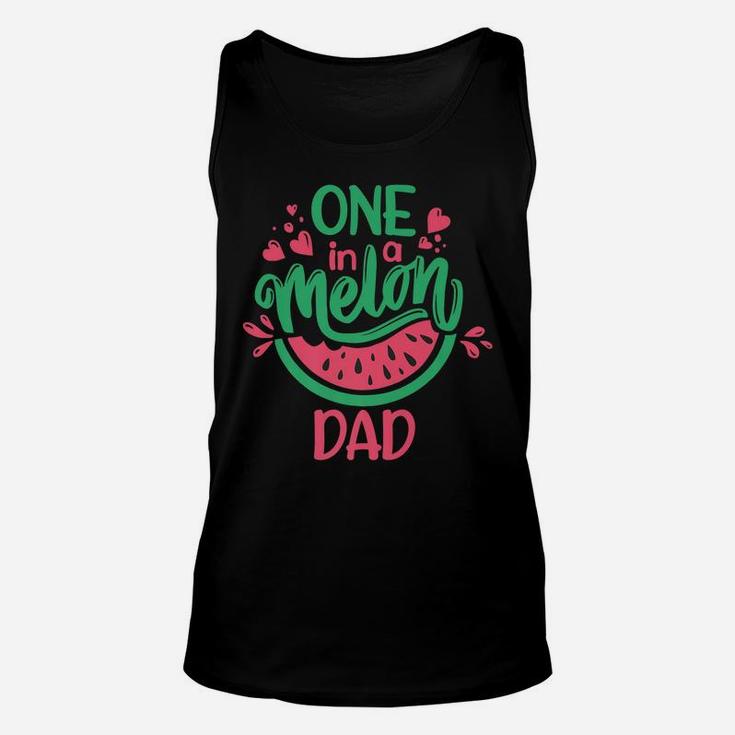 Mens One In A Melon Dad Summer Fruit Watermelon Theme Kid's Party Unisex Tank Top