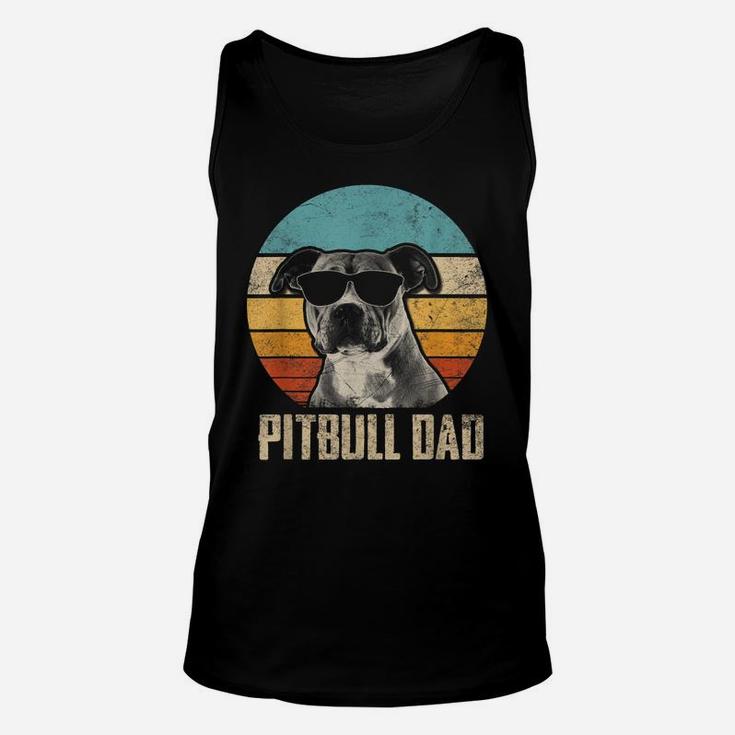 Mens Pitbull Dad Vintage Sunglasses Funny Pitbull Dog Owner Unisex Tank Top