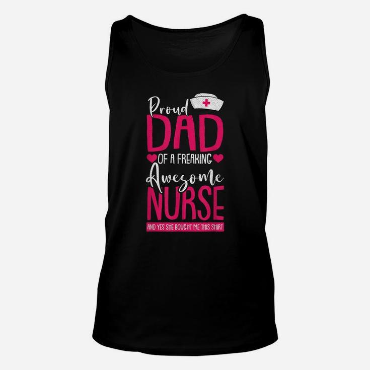 Mens Proud Dad Of A Nurse Funny Daddy Papa Pops Father Men Gift Unisex Tank Top
