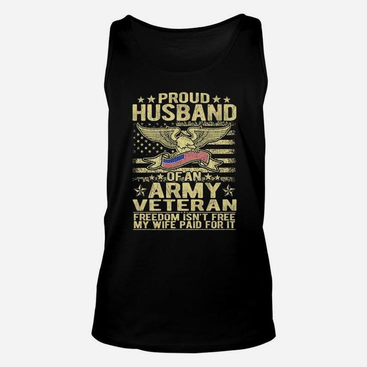 Mens Proud Husband Of Army Veteran Spouse Gift Freedom Isn't Free Unisex Tank Top