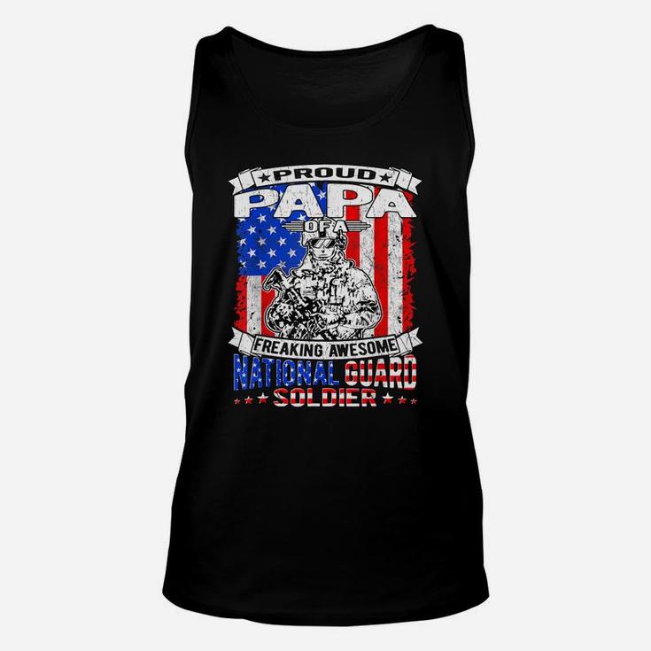 Mens Proud Papa Of A National Guard Soldier Army Grandfather Gift Unisex Tank Top