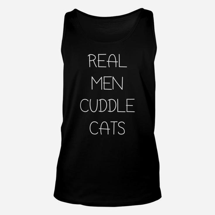 Mens Real Men Cuddle Cats Shirt - Funny Cat Kitten Lovers Apparel Unisex Tank Top