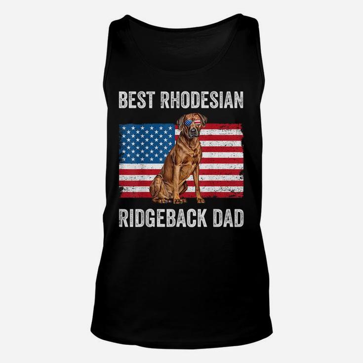 Mens Rhodesian Ridgeback Dad American Flag Dog Lover Owner Funny Unisex Tank Top