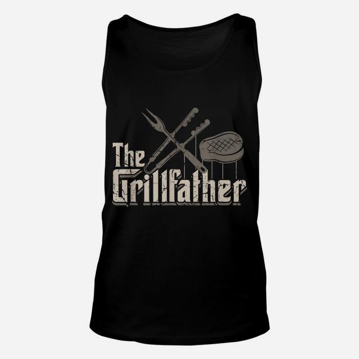 Mens The Grillfather Bbq Grill Smoker Vintage Barbecue Gifts Chef Unisex Tank Top
