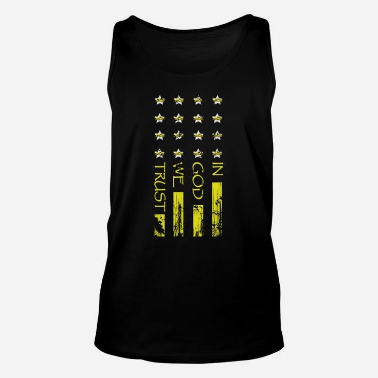 Mens Tow Truck Driver Gift Idea In God We Trust Yellow Line Unisex Tank Top