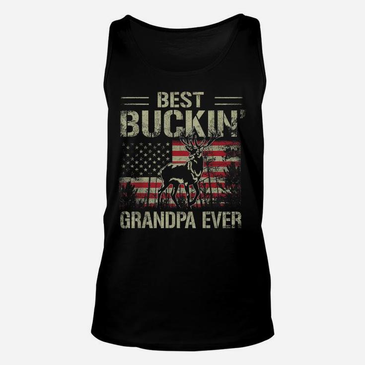 Mens Usa Flag Best Buckin' Grandpa Ever, Deer Hunting Fathers Day Unisex Tank Top