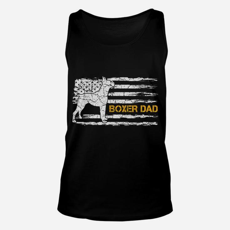 Mens Vintage Usa American Flag Boxer Dog Dad Silhouette Funny Unisex Tank Top