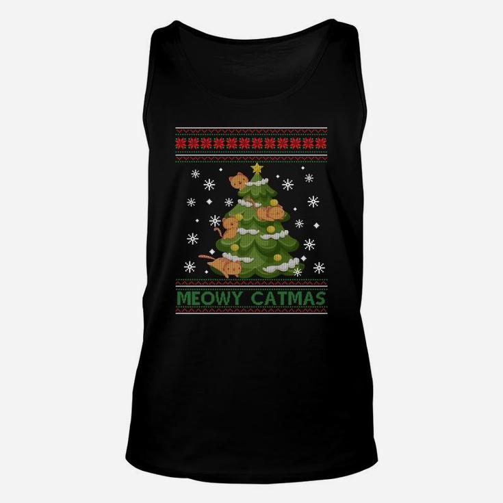 Meowy Catmas Christmas Tree Merry Xmas Cat Lovers Sweatshirt Unisex Tank Top