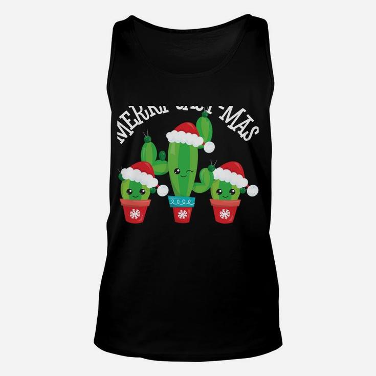 Merry Cact-Mas | Funny Kawaii Christmas Cactus Sweatshirt Unisex Tank Top
