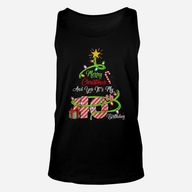 Merry Christmas And Yes It's My 40Th Birthday Christmas Tree Raglan Baseball Tee Unisex Tank Top