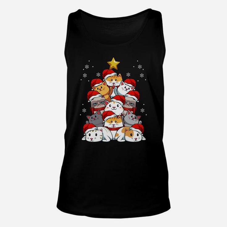 Merry Christmas Cat Kitten Tree Pet Lover Xmas Party Holiday Sweatshirt Unisex Tank Top