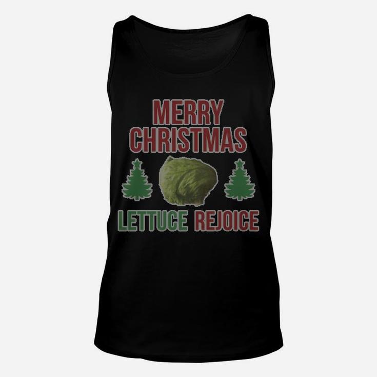 Merry Christmas Lettuce Rejoice Ugly Christmas Funny Vegan Unisex Tank Top