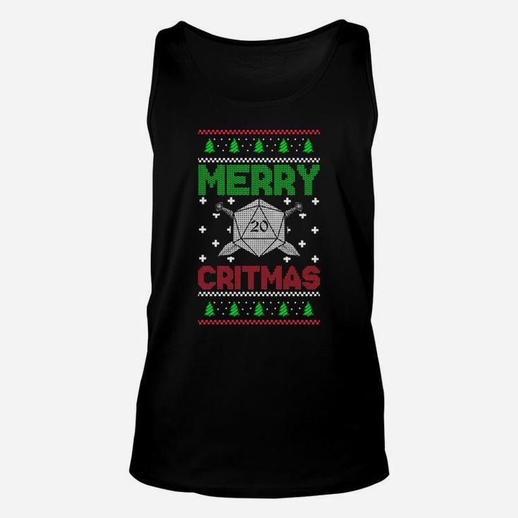 Merry Critmas Funny Christmas D20 Ugly Dungeons Sweaters Sweatshirt Unisex Tank Top