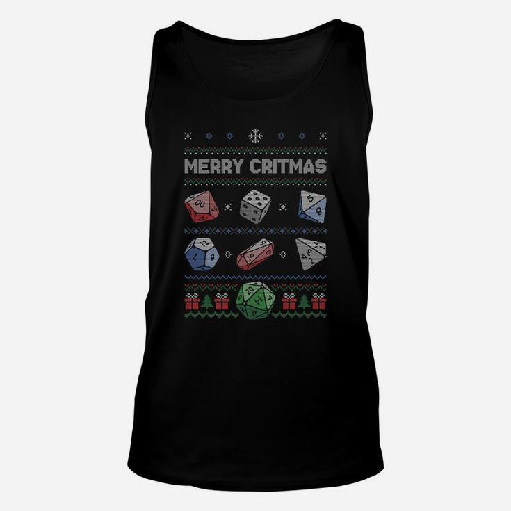 Merry Critmas Rpg D20 Tabletop Gaming Ugly Christmas Sweater Unisex Tank Top