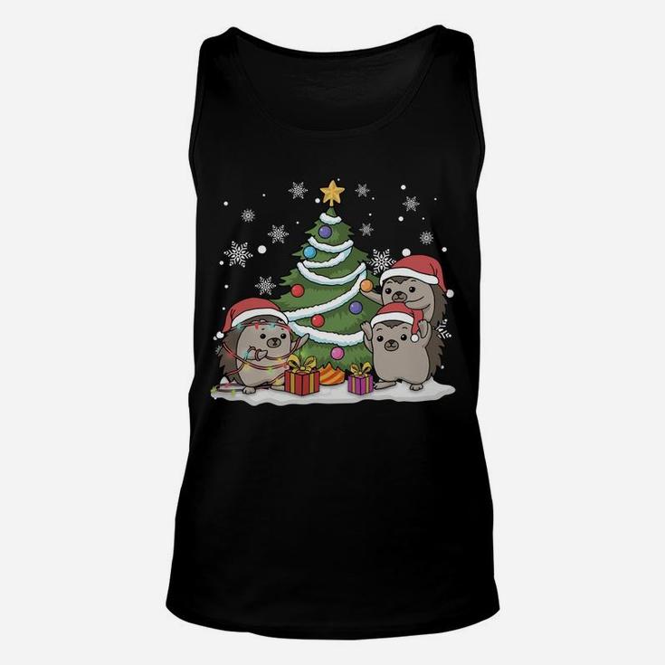 Merry Hedgemas Funny Three Santa Hedgehog Christmas Sweater Sweatshirt Unisex Tank Top