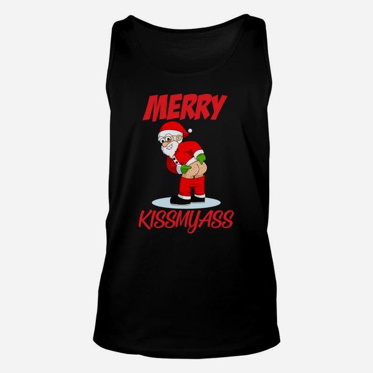 Merry Kissmyass Christmas Rebel Funny Santa Claus Xmas Sweatshirt Unisex Tank Top