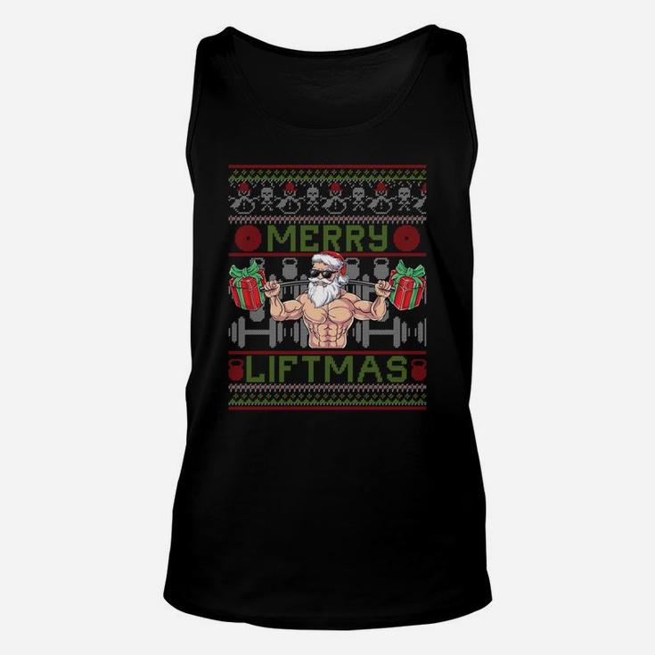 Merry Liftmas Fitness Xmas Santa Ugly Christmas Bodybuilder Sweatshirt Unisex Tank Top