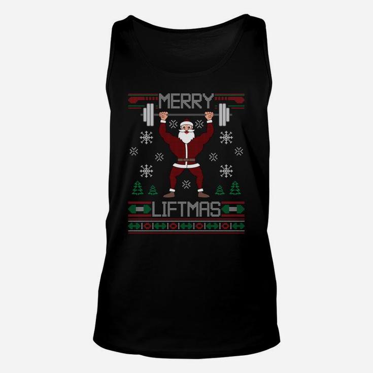 Merry Liftmas Ugly Christmas Sweater Santa Claus Gym Workout Unisex Tank Top