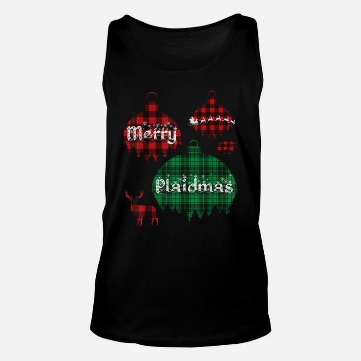 Merry Plaidmas Funny Christmas Plaid Pajamas Gift Unisex Tank Top