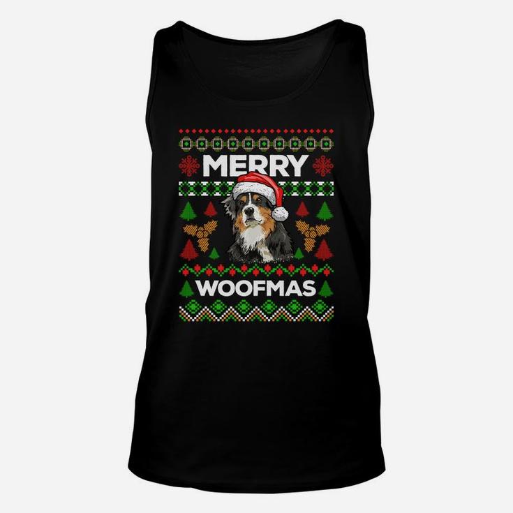 Merry Woofmas Ugly Sweater Christmas Australian Shepherd Sweatshirt Unisex Tank Top