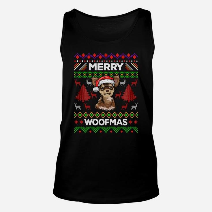 Merry Woofmas Ugly Sweater Christmas Chihuahua Lover Gift Sweatshirt Unisex Tank Top
