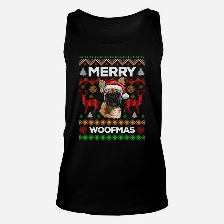 Merry Woofmas Ugly Sweater Christmas French Bulldog Lover Sweatshirt Unisex Tank Top