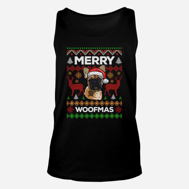 Merry Woofmas Ugly Sweater Christmas French Bulldog Lover Unisex Tank Top