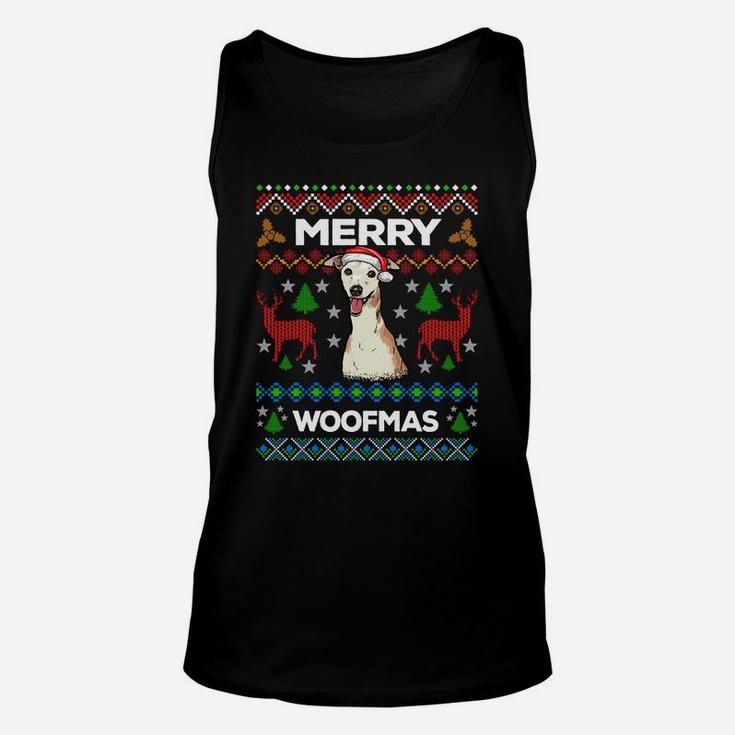 Merry Woofmas Ugly Sweater Christmas Greyhound Lover Gift Sweatshirt Unisex Tank Top
