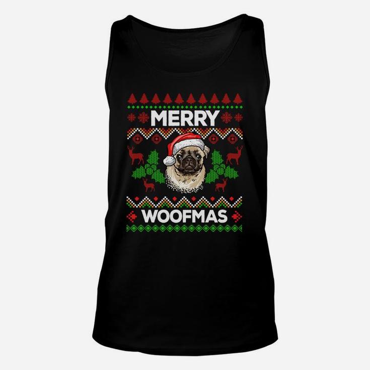 Merry Woofmas Ugly Sweater Christmas Pug Lover Gift Sweatshirt Unisex Tank Top