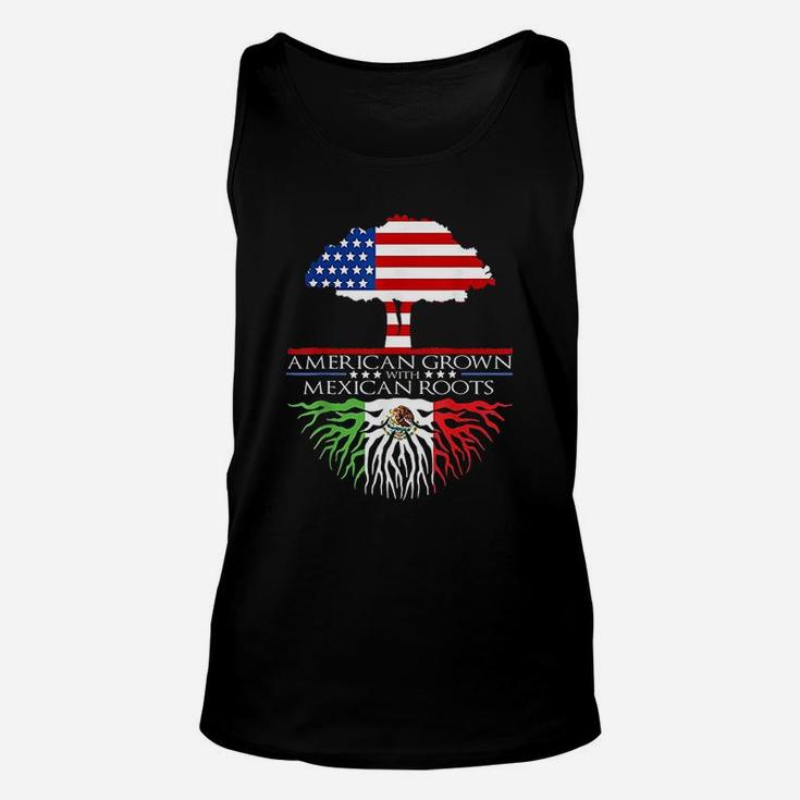 Mexican Roots American Grown Tree Flag Usa Mexico Unisex Tank Top