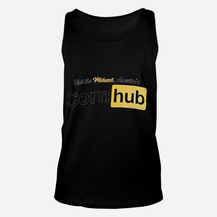 Midwest Americas Cornhub  Funny Corn Hub Bachelor Party Inappropriate Unisex Tank Top