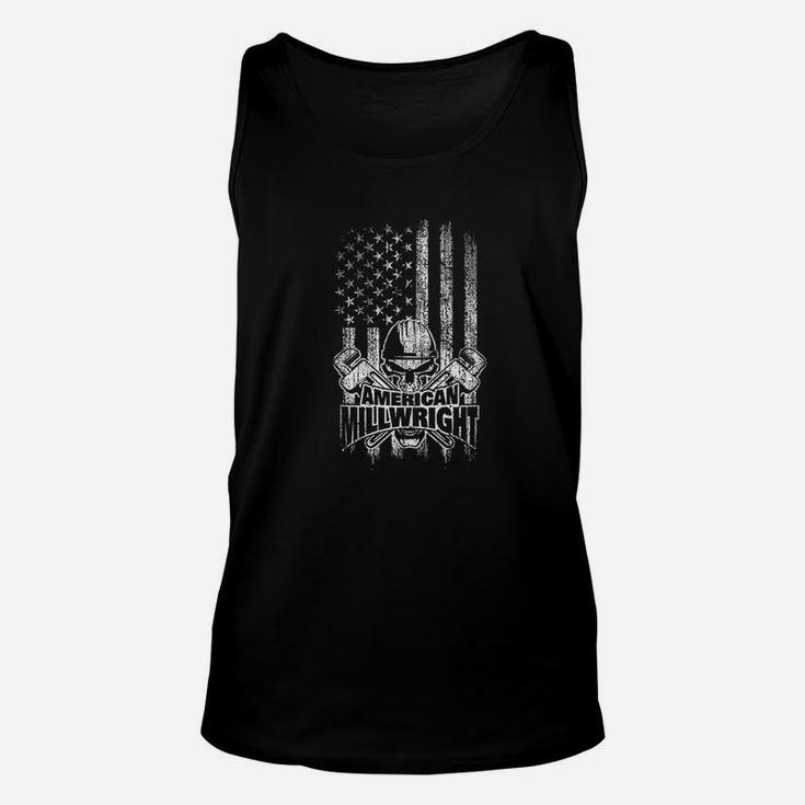 Millwright Skull And Wrenches American Flag Unisex Tank Top