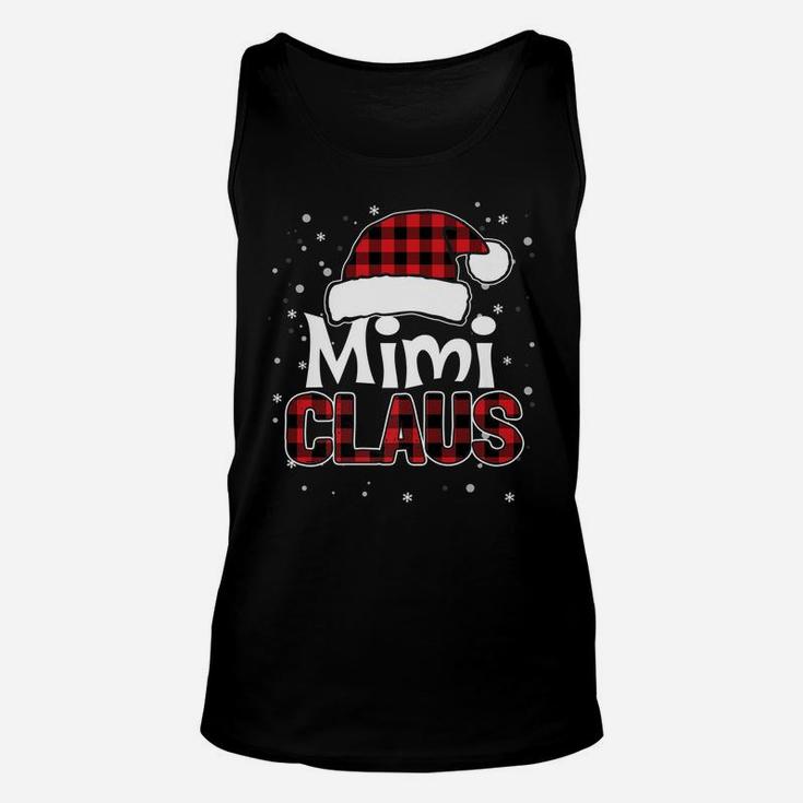 Mimi Claus Christmas Santa Hat Buffalo Plaid Matching Family Unisex Tank Top