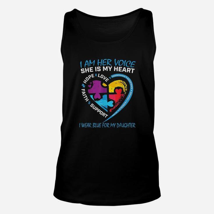 Mom Dad Puzzle I Wear Blue For My Daughter Awareness Unisex Tank Top