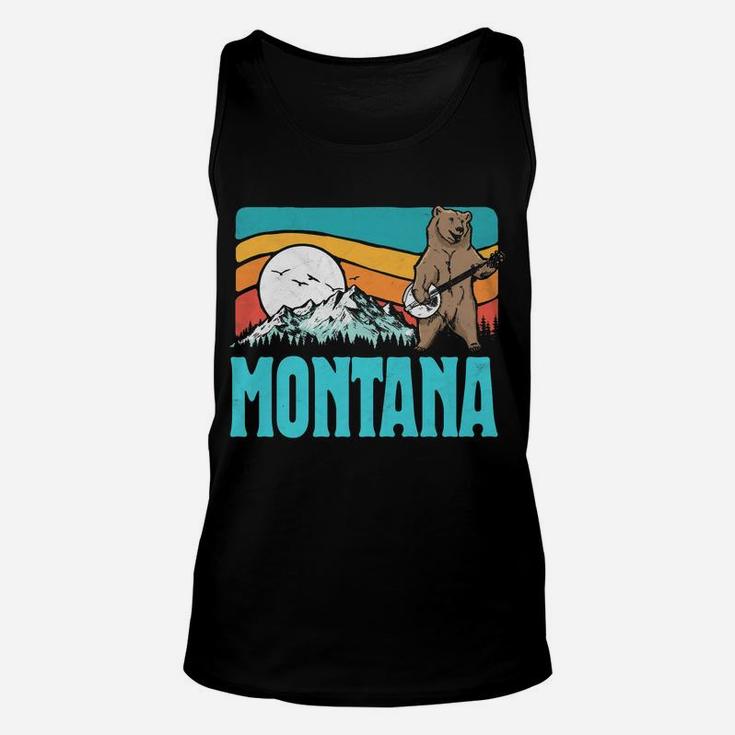Montana Rocky Mountains Bluegrass Banjo Bear Funny Graphic Unisex Tank Top