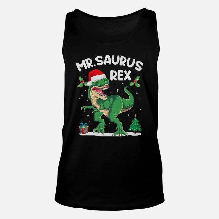 Mr Saurus T-Rex Matching Family Christmas Dinosaur Funny Unisex Tank Top