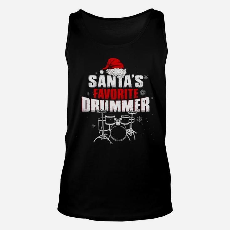 Music Lovers Santa's Favorite Drummer Unisex Tank Top