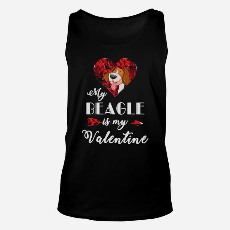 My Beagle Is My Valentine Dogs Lovers Unisex Tank Top