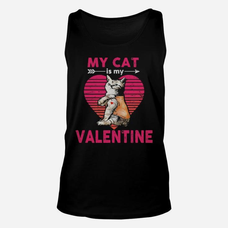 My Cat Is My Valentine Heart Vintage Unisex Tank Top