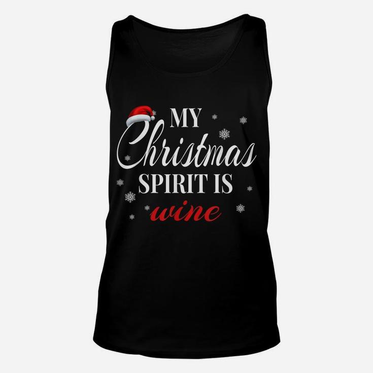 My Christmas Spirit Is Wine Lover Funny Santa Hat Men Women Unisex Tank Top