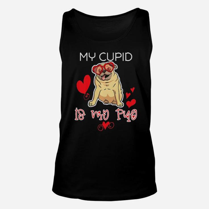 My Cupid Is My Pug Valentines Day Print Unisex Tank Top