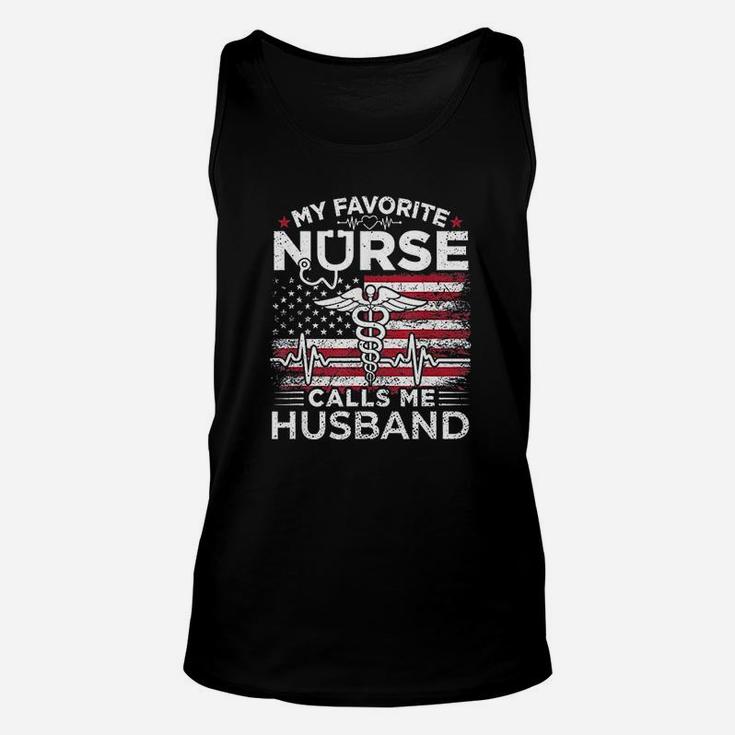 My Favorite Nurse Calls Me Husband Usa Flag Husband Gif Unisex Tank Top