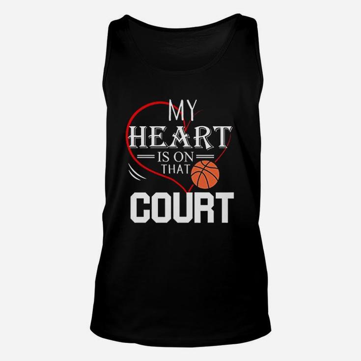 My Heart Is On That Court Basketball Unisex Tank Top